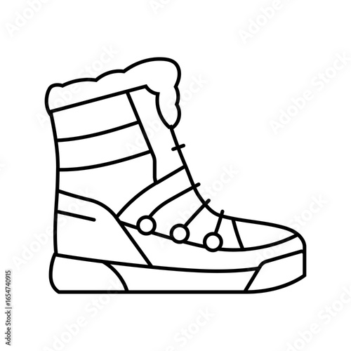 insulated winter boots footwear tourism line icon vector illustration