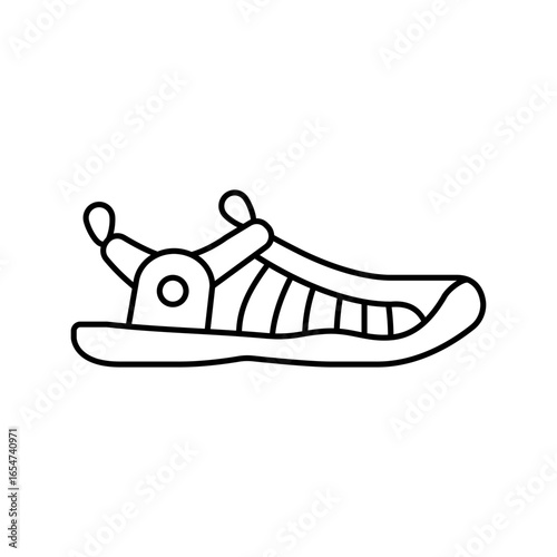 sandals trekking footwear tourism line icon vector illustration