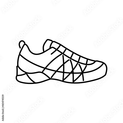 hybrid hiking shoes footwear tourism line icon vector illustration