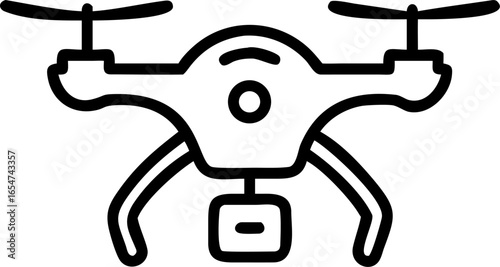 Modern drone with propellers in flight capturing aerial views against a clear sky symbolizing technology and exploration