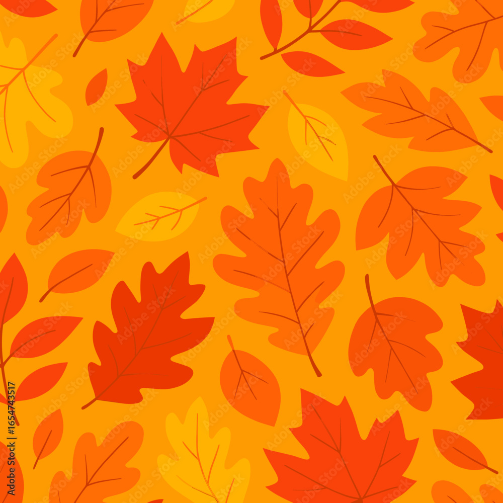 Naklejka premium Autumn Leaves Seamless Pattern: Fall Foliage Background