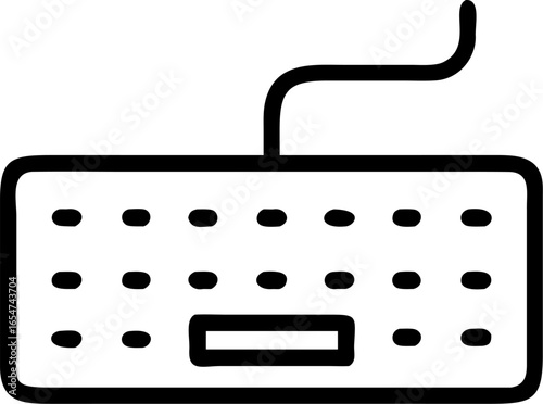 Modern flat design keyboard icon for digital interfaces representing input and technology with clean lines and a simple aesthetic