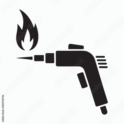 Black silhouette of a blow torch with a flame