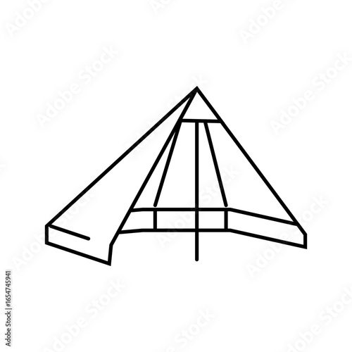 poncho tent ultralight hiking line icon vector illustration