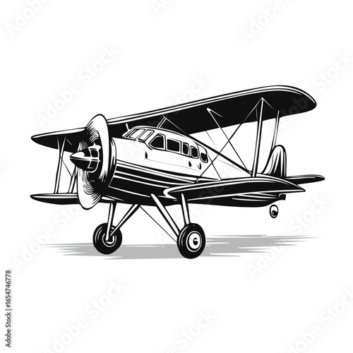 Vintage Airplane vector. Vintage Airplane Drawing Stock Illustrations on white background.