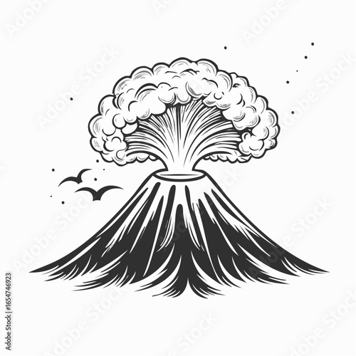 Volcano Eruption Vector Images isolated on white background.
