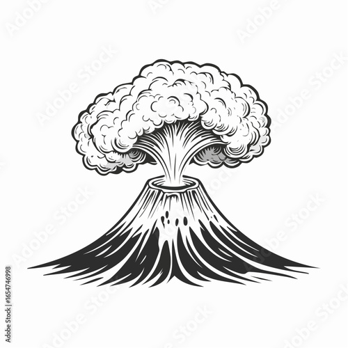 Volcano Eruption Vector Images isolated on white background.