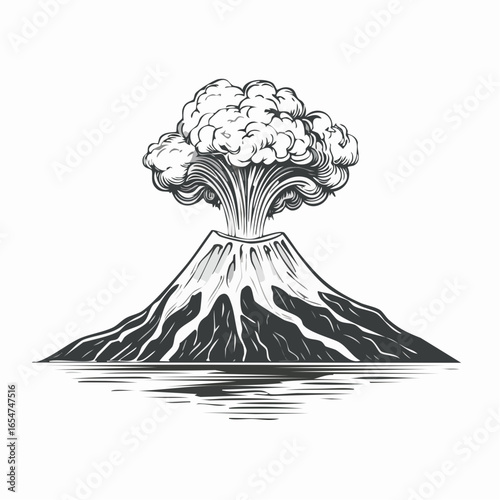 Natural Disaster Volcano Eruption Vector Images isolated on white background.