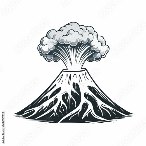 Natural Disaster Volcano Eruption Vector Images isolated on white background.