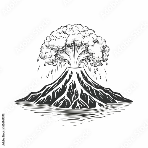 Natural Disaster Volcano Eruption Vector Images isolated on white background.