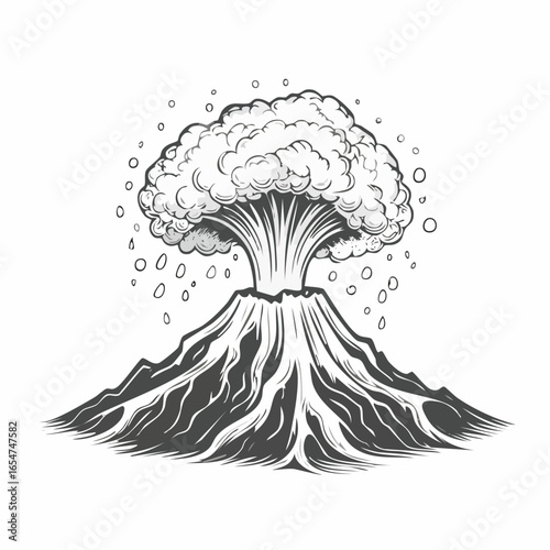 Natural Disaster Volcano Eruption Vector Images isolated on white background.