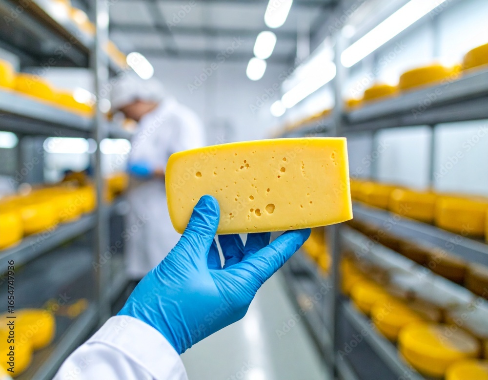 Fototapeta premium Produkcja sera w zakładzie mleczarskim