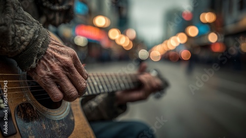 Street musician playing guitar