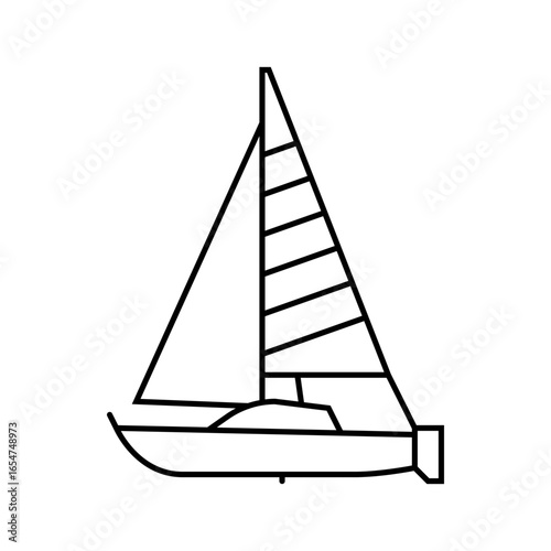 sloop sailing sport line icon vector illustration