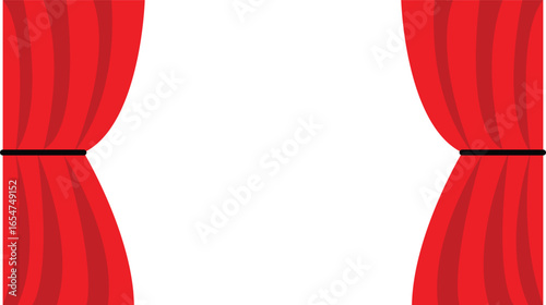 Theatre Curtain on Stage Open Isolated on White. Public events and place for art and culture vector art