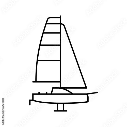 racing yacht sailing sport line icon vector illustration