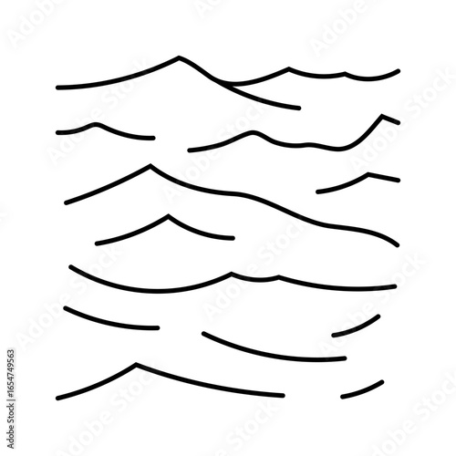 waves ocean sailing sport line icon vector illustration