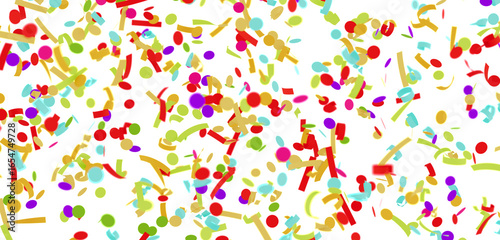 Vibrant confetti falling on white background. Perfect for party invitations, celebrations, and festive designs.