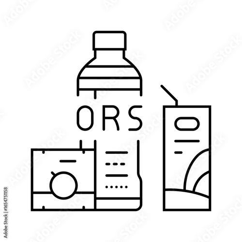 drinking oral rehydration solution line icon vector illustration
