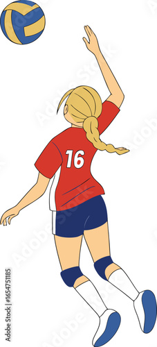 Joyful cartoon boy character playing soccer with a ball on a sports field