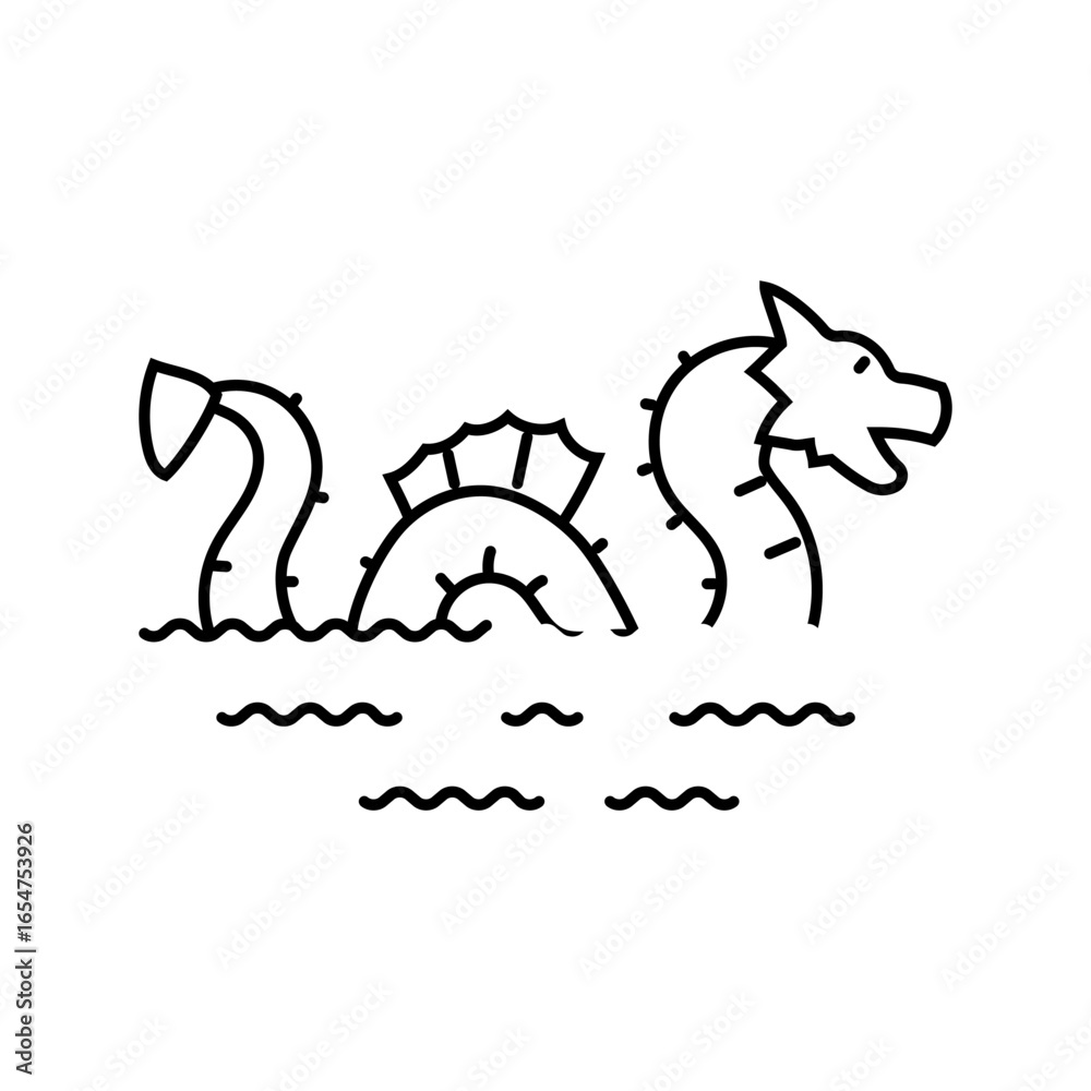 Fototapeta premium sea monster mythological representation line icon vector illustration
