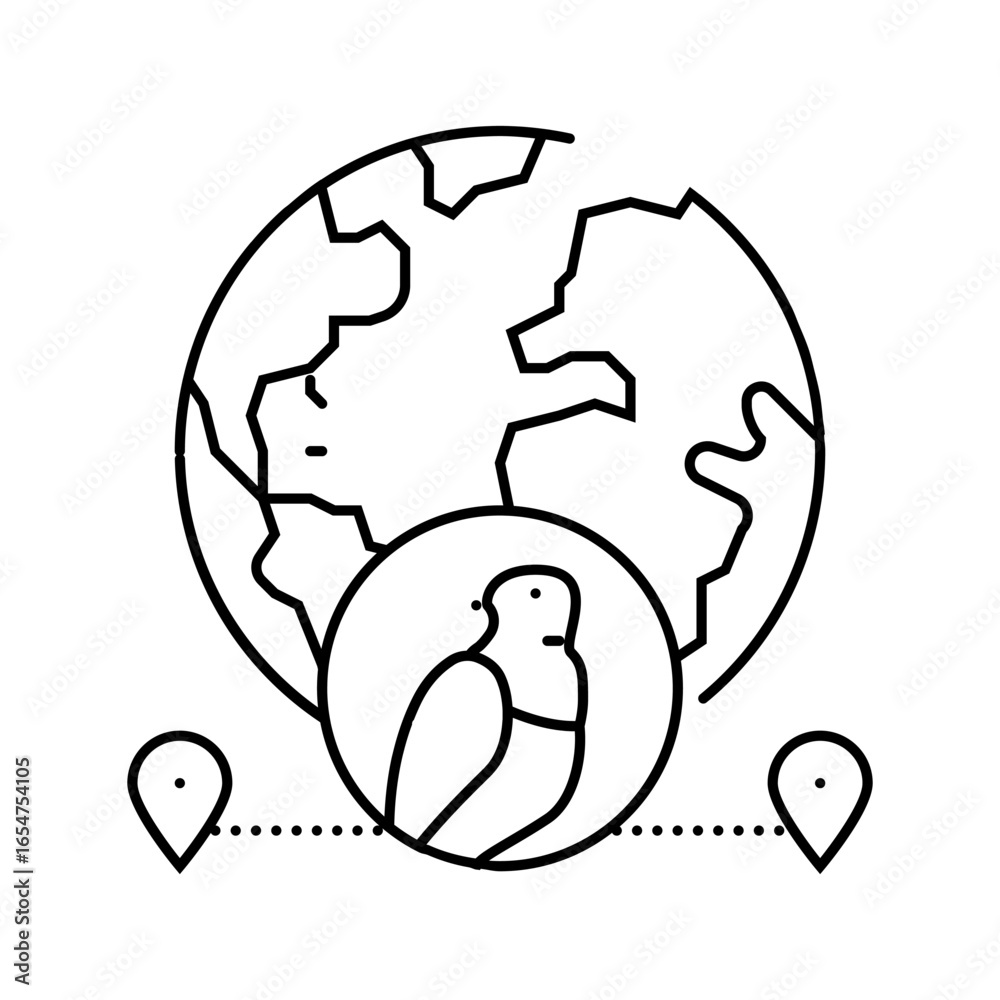 Obraz premium animal migration paths line icon vector illustration