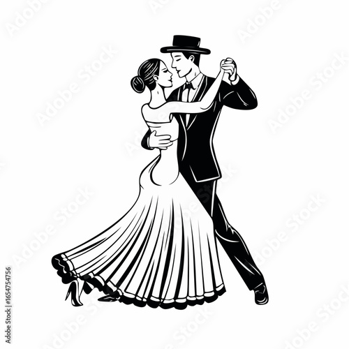 Couple Dancing Tango image vector. Tango couple romantic couple tango image vector.