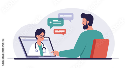Modern telemedicine concept with online doctor consultation for patient care and virtual medical advice