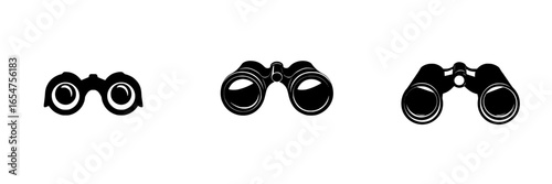 Binoculars in three different designs showcasing various styles and details for outdoor activities and observation