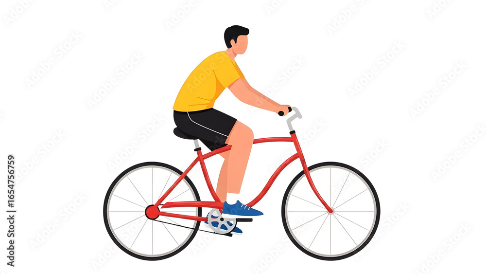 Fototapeta premium Man riding bicycle vector illustration for cycling exercise and healthy lifestyle design concept art on transparent background