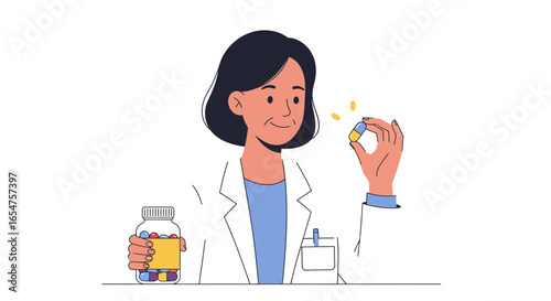 Doctor holding pill ready to administer medication, healthcare concept, medical treatment