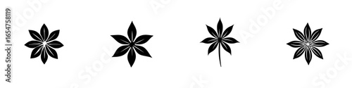 Black floral patterns showcasing various leaf designs on a plain background for artistic inspiration and creative use