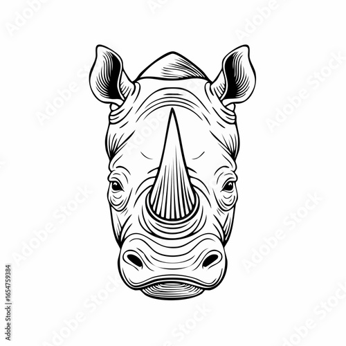 Rhino image vector. Hand drawn rhino illustration on white background.
