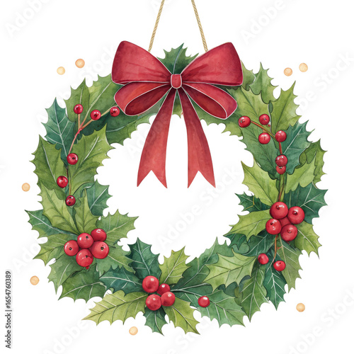 Watercolor Christmas Holly ...