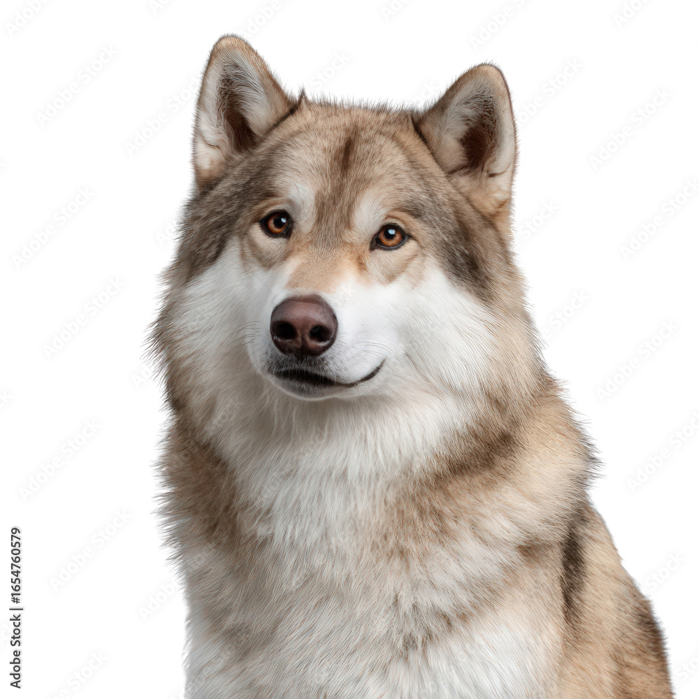 Fototapeta premium Majestic and Noble Wolf Portrait with Serene Expression in a Studio Setting