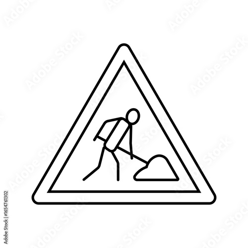 road construction car driving obstacles line icon vector illustration