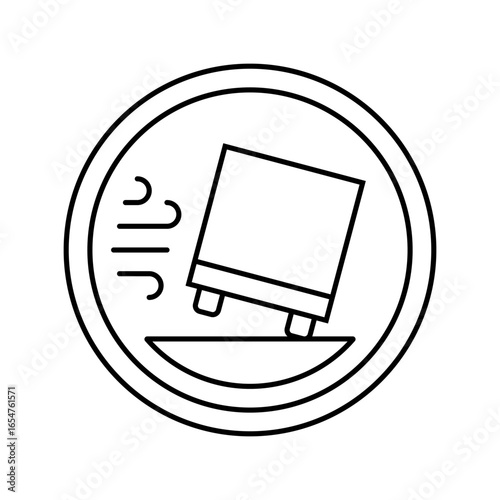 strong winds car driving obstacles line icon vector illustration