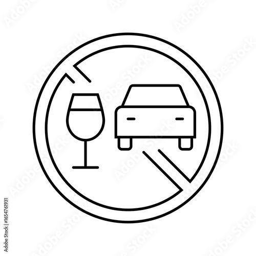 drunk driving car driving obstacles line icon vector illustration