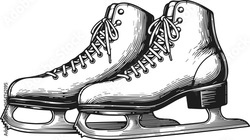 Silhouette of Figure Skates – Black and White Vector