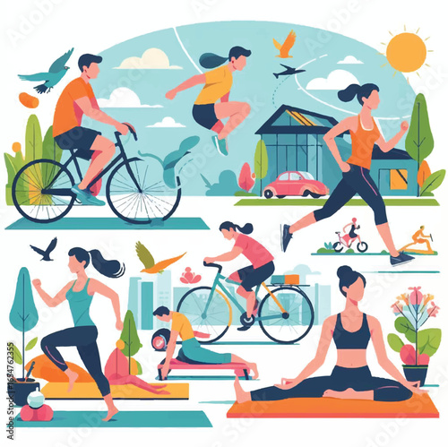 oga And Healthy Lifestyle Vector