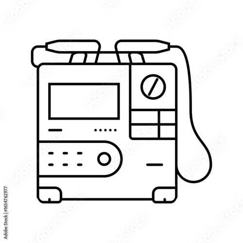 defibrillator cardiology accessories line icon vector illustration