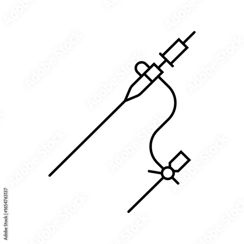 cardiac catheter cardiology accessories line icon vector illustration