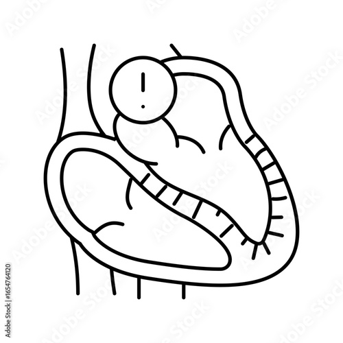 restrictive cardiomyopathy cardiology line icon vector illustration