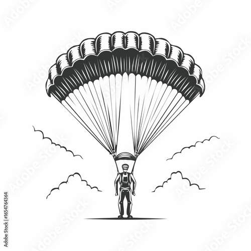 Parachute Jumper Vector image isolated on white background.