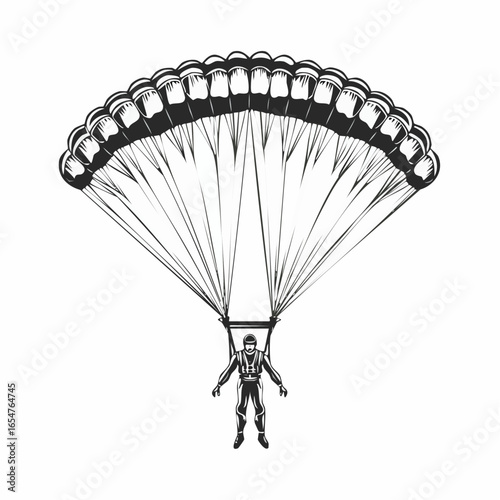 Performance Parachute Jumper Vector image isolated on white background.