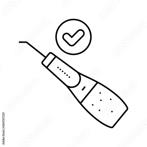 using water flosser oral care line icon vector illustration