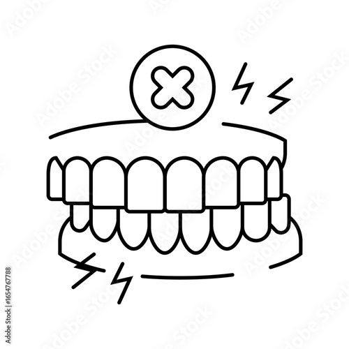 avoiding grinding teeth oral care line icon vector illustration