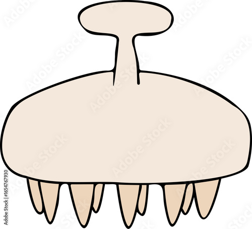 A hand drawn illustration of scalp brush beauty product haircare
