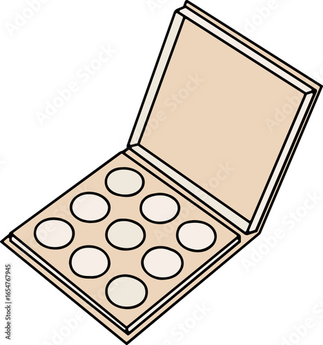 A hand drawn illustration of eyeshadow palette beauty product makeup
