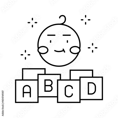 early learning child care nurse line icon vector illustration